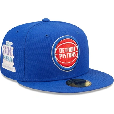 New Era Blue Detroit Pistons 3x Nba Finals Champions Pop Sweat 59fifty Fitted Hat