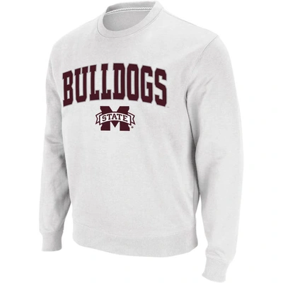 Colosseum Men's Mississippi State Bulldogs Arch And Logo Crew Neck Sweatshirt In White