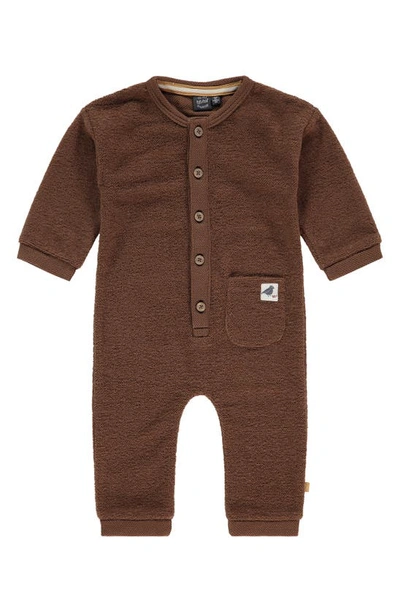 Babyface Babies' Terry Cloth Romper In Chocolate