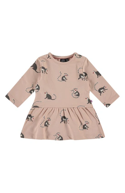Babyface Babies' Lemur Print Stretch Cotton Dress In Crepe