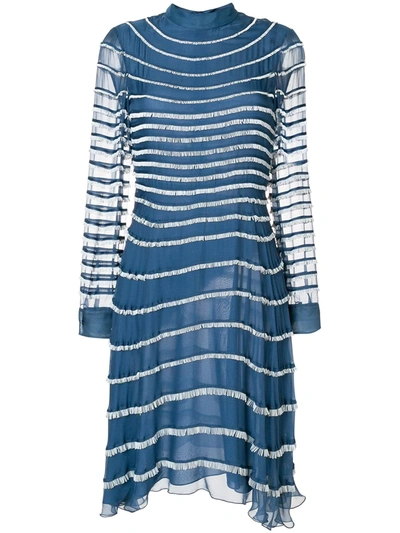 Valentino Fringed Dress In Blue