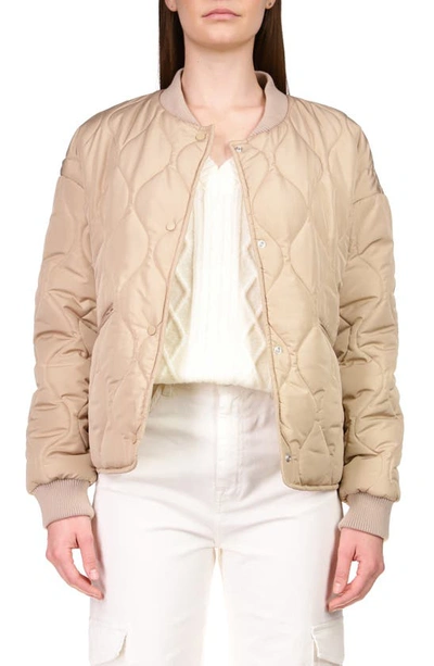 Sanctuary Vancouver Quilted Bomber Jacket In Dark Oatmilk