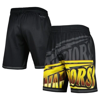 Mitchell & Ness Men's  Black Golden State Warriors Big Face 4.0 Fashion Shorts
