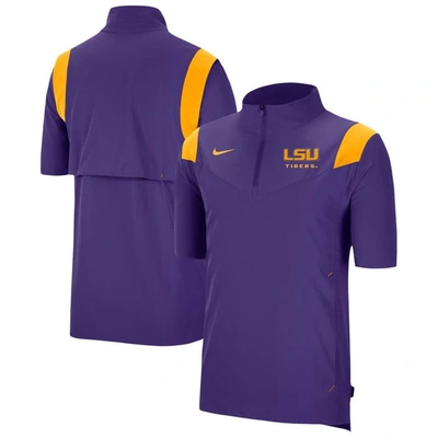 Nike Purple Lsu Tigers Coach Short Sleeve Quarter-zip Jacket