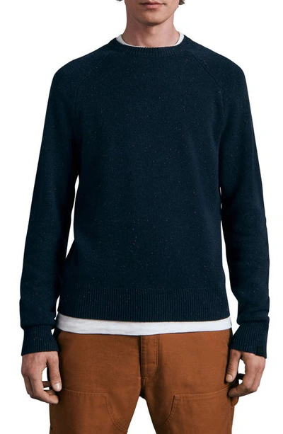 Rag & Bone Harlow Donegal Cashmere-blend Crewneck Sweater In Navy