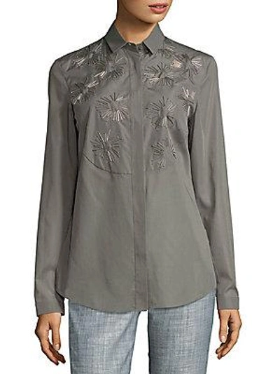 Akris Sunburst Cotton Button-down Shirt In Silver