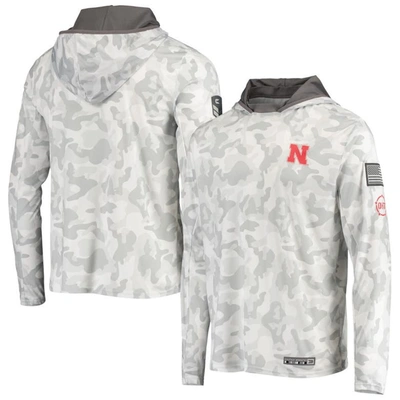 Colosseum Arctic Camo Nebraska Huskers Oht Military Appreciation Long Sleeve Hoodie Top