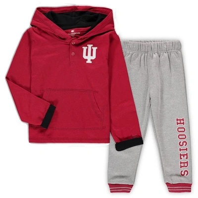 Colosseum Kids' Toddler  Crimson/heathered Gray Indiana Hoosiers Poppies Hoodie And Sweatpants Set