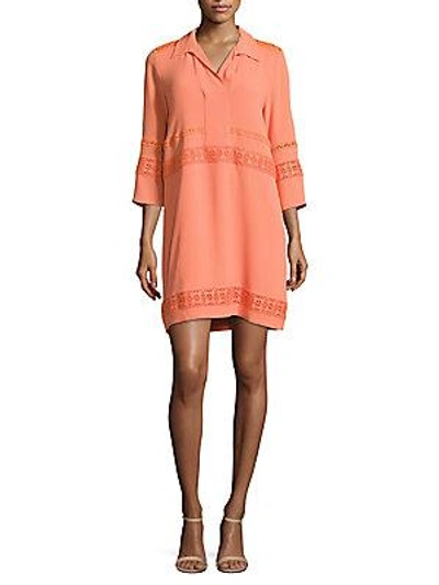 Karl Lagerfeld Embellished Crepe Shirtdress In Coral