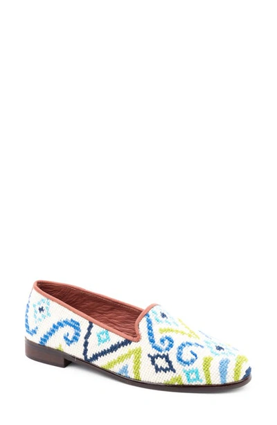 Bypaige Geometric Needlepoint Loafer In Blue/ Green