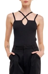 Endless Rose Cross Strap Rib Tank In Black