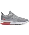 Nike Men's Air Max Sequent 3 Running Sneakers From Finish Line In Cool Grey/university Red/