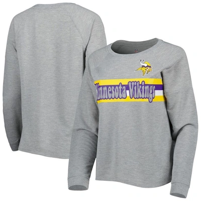 Outerstuff Juniors Heathered Grey Minnesota Vikings All Striped Up Raglan Long Sleeve T-shirt In Heather Grey