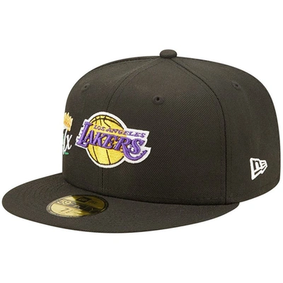New Era Black Los Angeles Lakers 17x Nba Finals Champions Crown 59fifty Fitted Hat In Navy/white