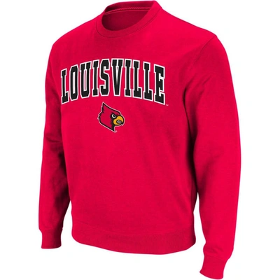 Colosseum Men's Louisville Cardinals Arch And Logo Crew Neck Sweatshirt In Red