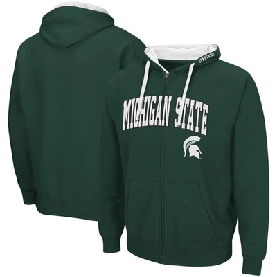 Colosseum Men's  Green Michigan State Spartans Big And Tall Full-zip Hoodie