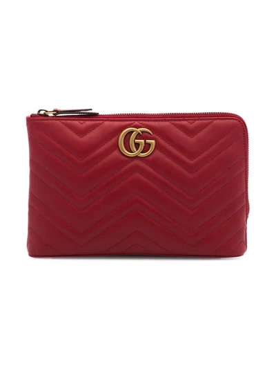 Gucci Red Marmont 2.0 Leather Pouch