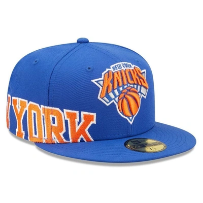 New Era Blue New York Knicks Side Split 59fifty Fitted Hat