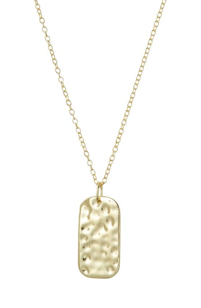 Argento Vivo Sterling Silver Hammered Dog Tag Pendant Necklace In Gold