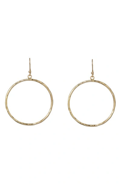 Argento Vivo Sterling Silver Hammered Circle Drop Earrings In Gold