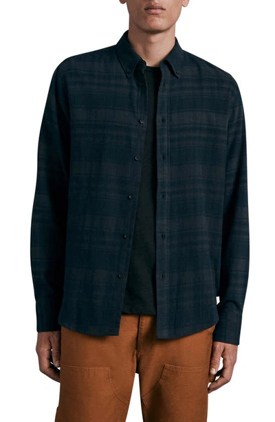 Rag & Bone Fit 2 Tomlin Button-down Collar Checked Cotton-flannel Shirt In Salute Black