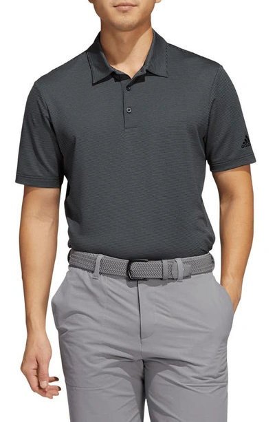 Adidas Golf Otman Stripe Stretch Golf Polo In Black/ Grey Six