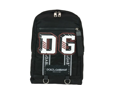 Dolce & Gabbana Nylon Backpack With Patch In Black