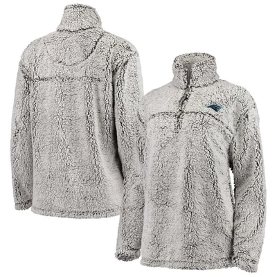 G-iii 4her By Carl Banks Gray Carolina Panthers Sherpa Quarter-zip Pullover Jacket