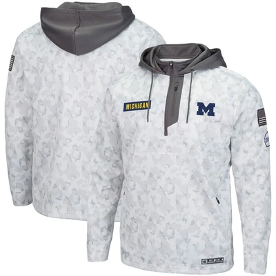 Colosseum Arctic Camo Michigan Wolverines Oht Military Appreciation Quarter-zip Hoodie
