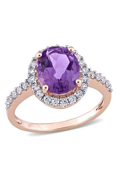 Delmar Amethyst & Created White Sapphire Halo Ring In Purple
