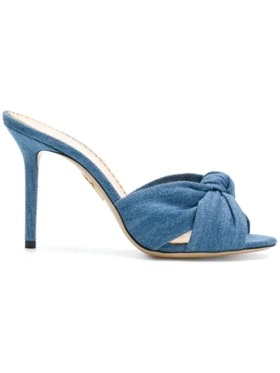 Charlotte Olympia Lola Knotted Denim Mules In Blue