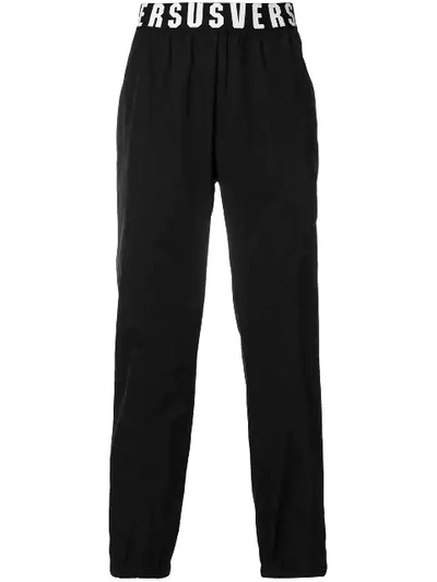 Versus Logo Embroidered Trousers In Black