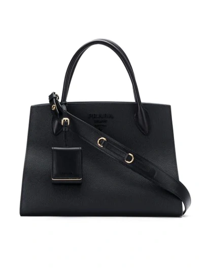 Prada Black Monogram Leather Tote Bag