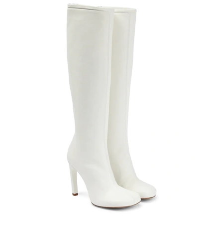 Dries Van Noten Leather Knee-high Boots In Bianco