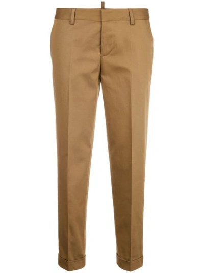Dsquared2 Cropped Tailored Trousers In Brown