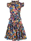 La Doublej Zoo Print Dress In Blue