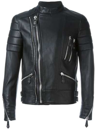 Philipp Plein Leather Jacket "the Perfect Mix" In Black | ModeSens