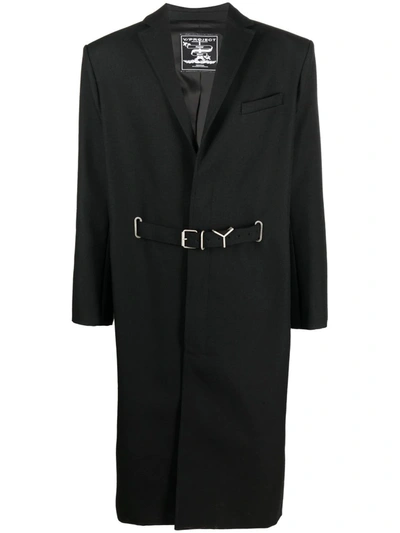Y/project Belted-waist Single-breasted Coat In Black