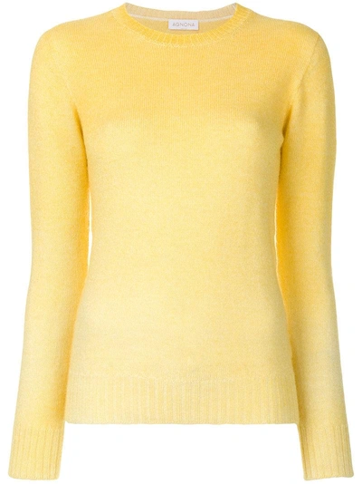 Agnona Long Sleeved Knit Top In Yellow