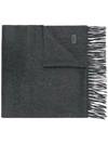 Saint Laurent Fringed Cashmere Scarf In Grey