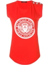 Balmain Logo Crest Tank Top In Rosso