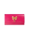 Gucci Leather Continental Wallet With Butterfly In Pink