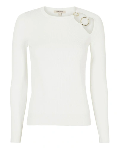 Cushnie Et Ochs Sienna Cutout Embellished Ribbed-knit Top In White