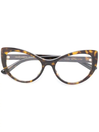 Dolce & Gabbana Eyewear Tortoiseshell-effect Cat-eye Glasses - Brown