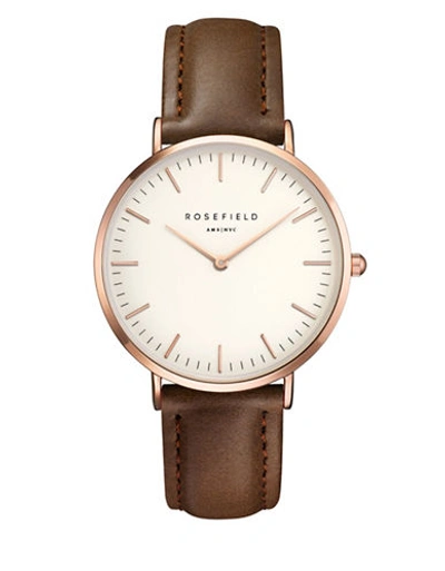 Rosefield Bowery Leather Strap Watch, 38mm In Brown