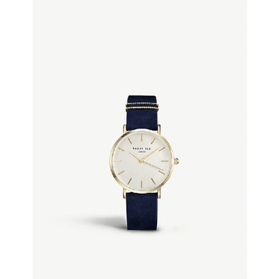 Rosefield Wbug-w70 The West Village Leather And Gold-plated Watch In White/blue