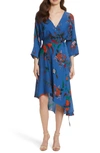 Diane Von Furstenberg Long-sleeve Asymmetric-hem Floral-print Silk Wrap Dress In Camden Cove