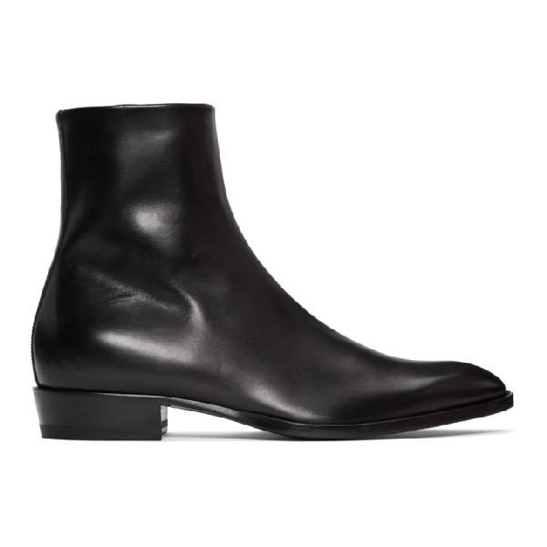 Saint Laurent Wyatt Leather Chelsea Boots - Black | ModeSens