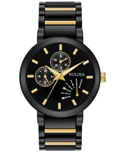 Bulova Men's Futuro Dress Two-tone Stainless Steel Bracelet Watch 45mm 98c124 In Black/gold