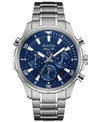 Bulova Men's Chronograph Marine Star Stainless Steel Bracelet Watch 43mm In Blue/silver
